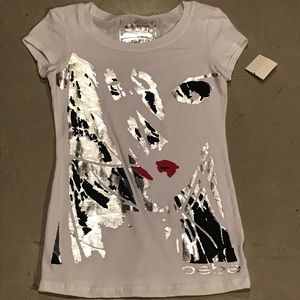 Bebe Mysterious Girl White T-Shirt